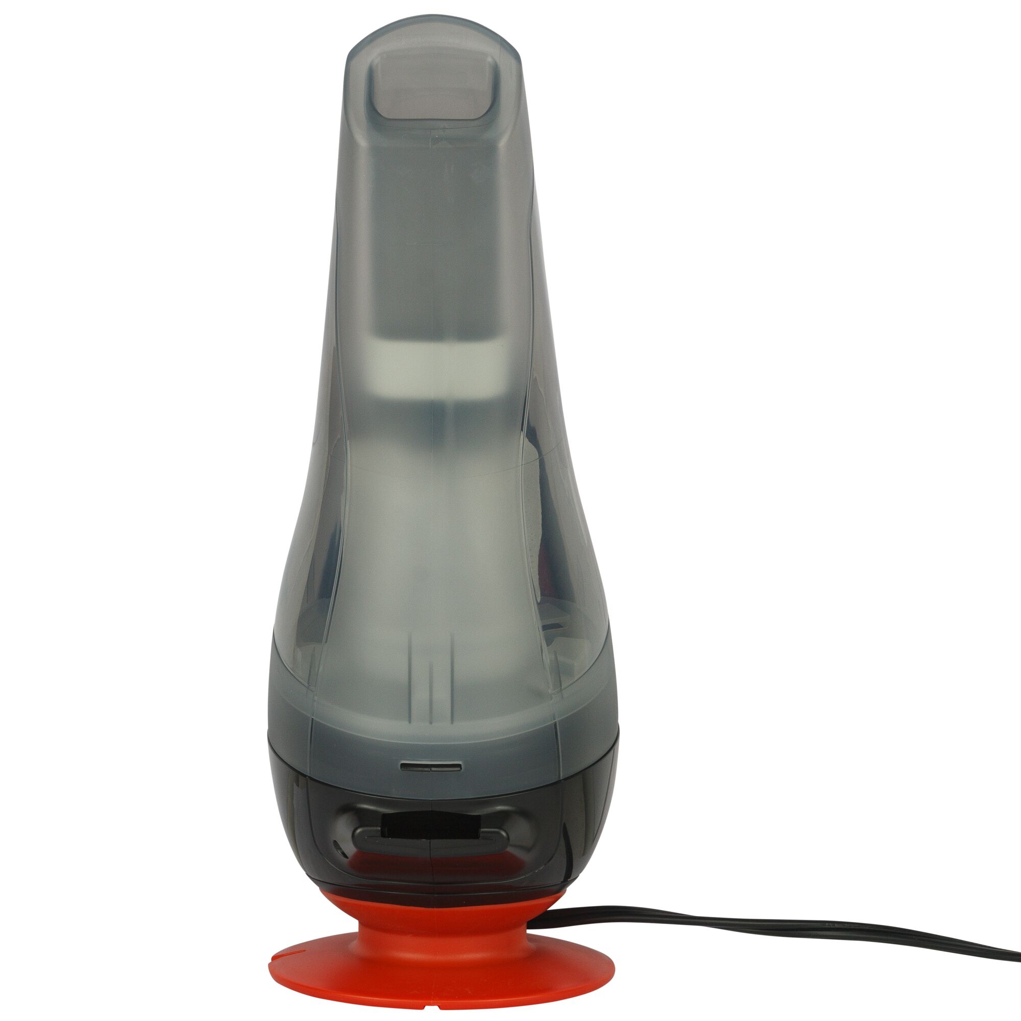 BLACKDECKER ADV1210 handheld vacuum cleaner, grey and red, front view on white background.