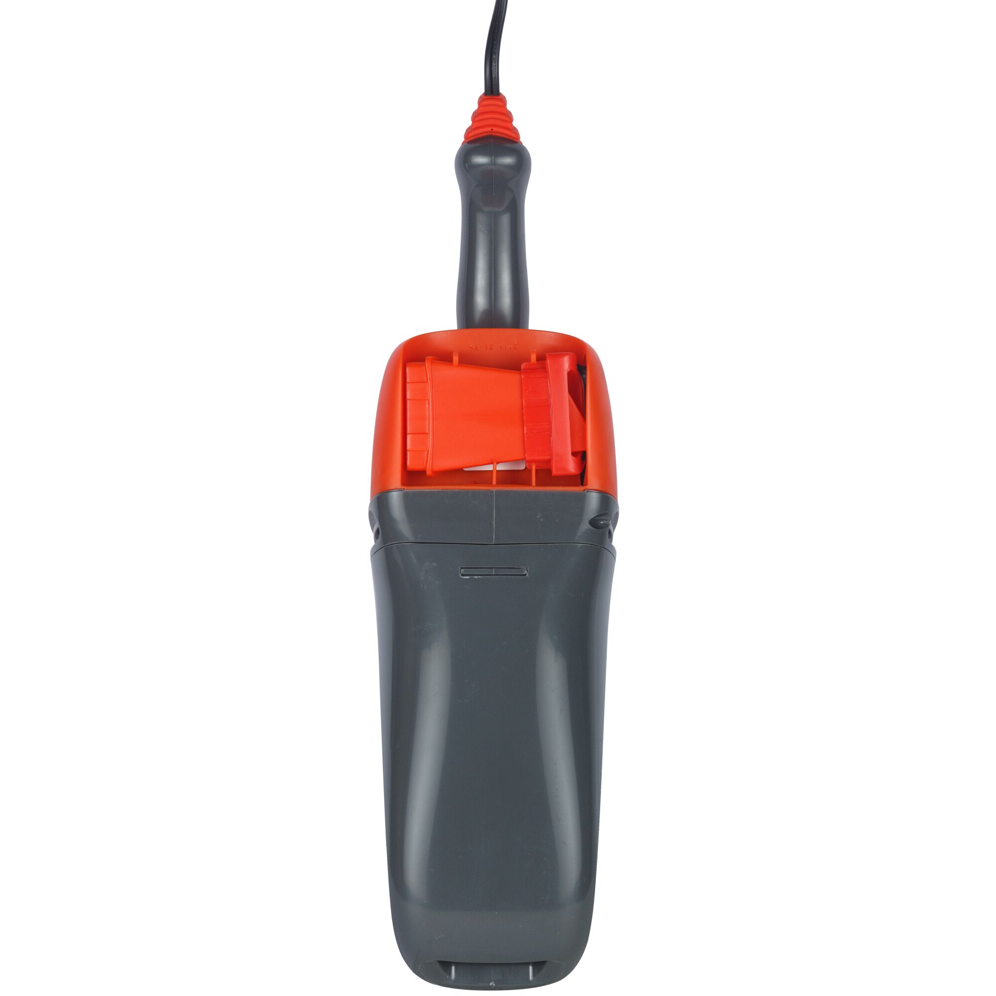 BLACKDECKER AV1205 handheld vacuum cleaner, gray and orange, front angle, corded design.