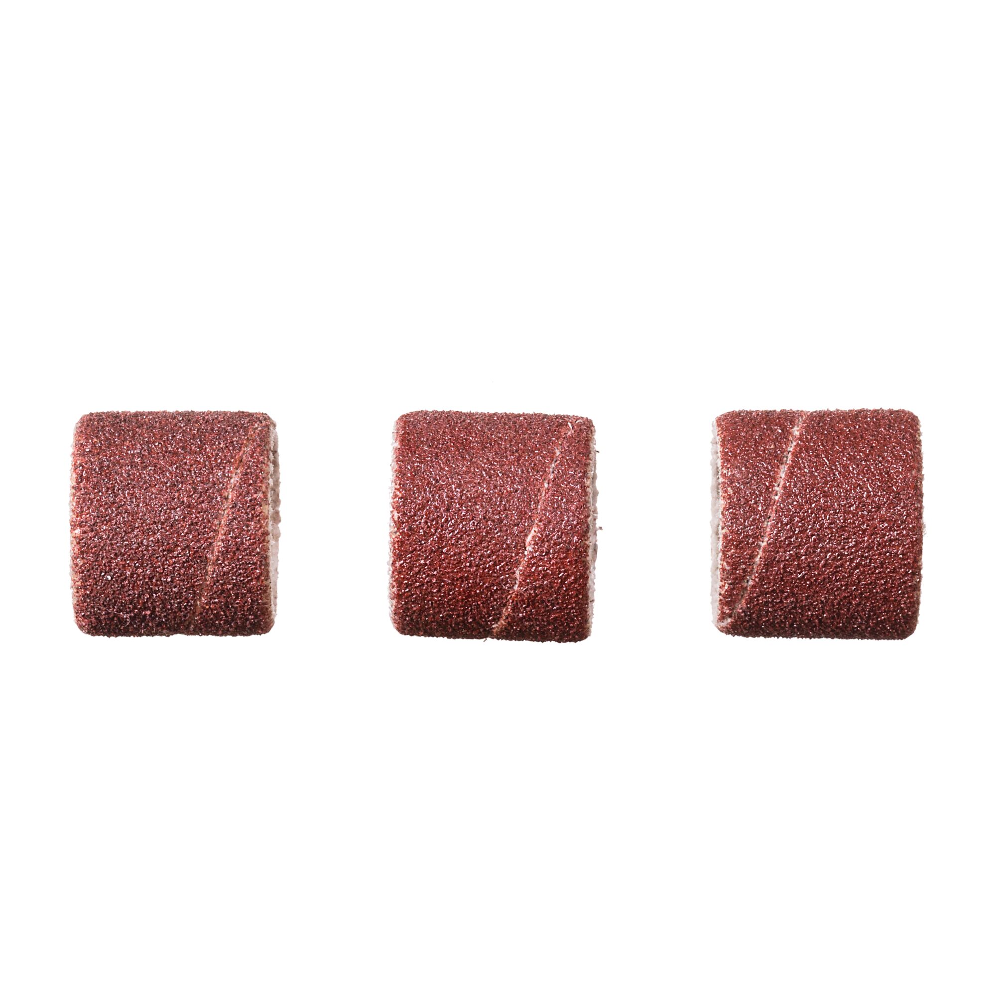 BLACKDECKER BCRT8K35 brown sanding drum sleeves set, front angle, abrasive surface.