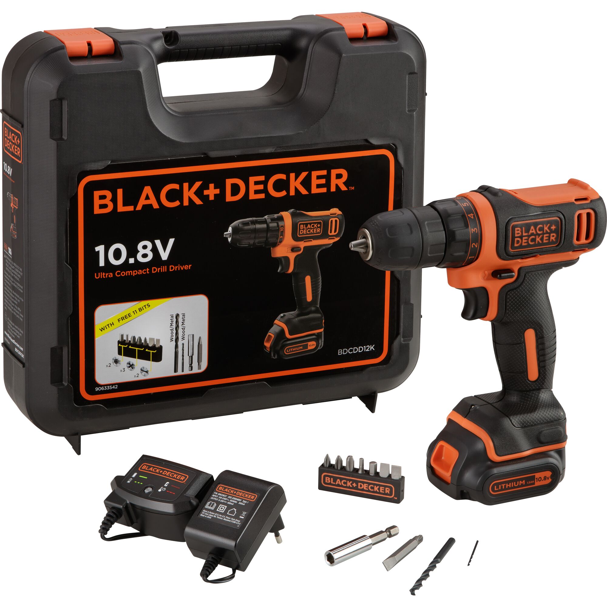 BLACK + DECKER BDCDD12K Cordless Drill Driver + FOC Flexible Shaft