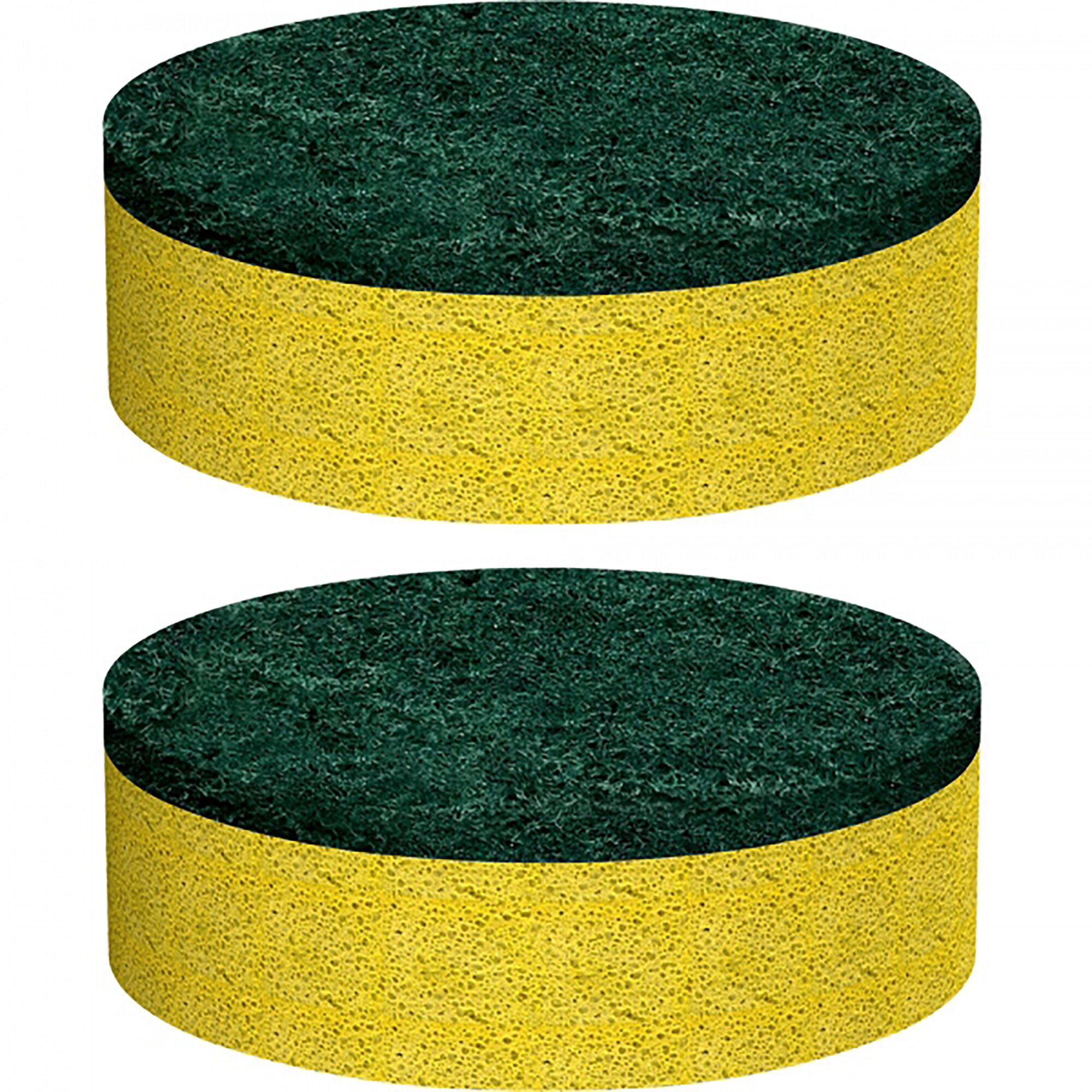 BLACKDECKER BHPC101B round yellow sponges with green scrubbing surface, product photography, front angle
