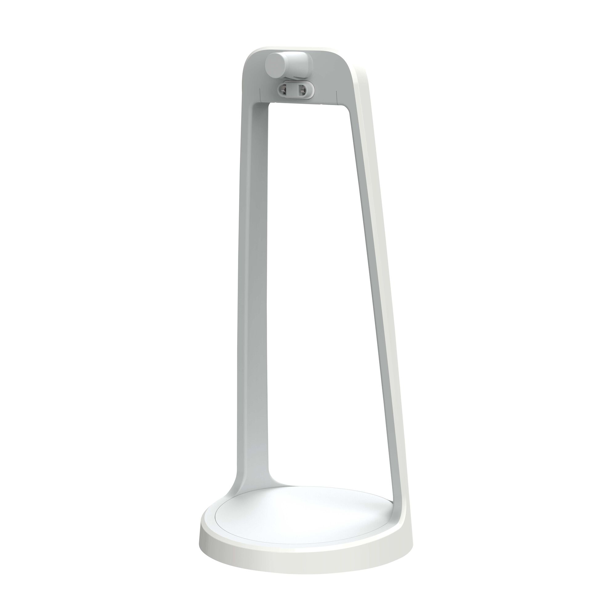 BLACKDECKER BHPC110 white handheld steamer base, front angle, minimalist design, photography on white.