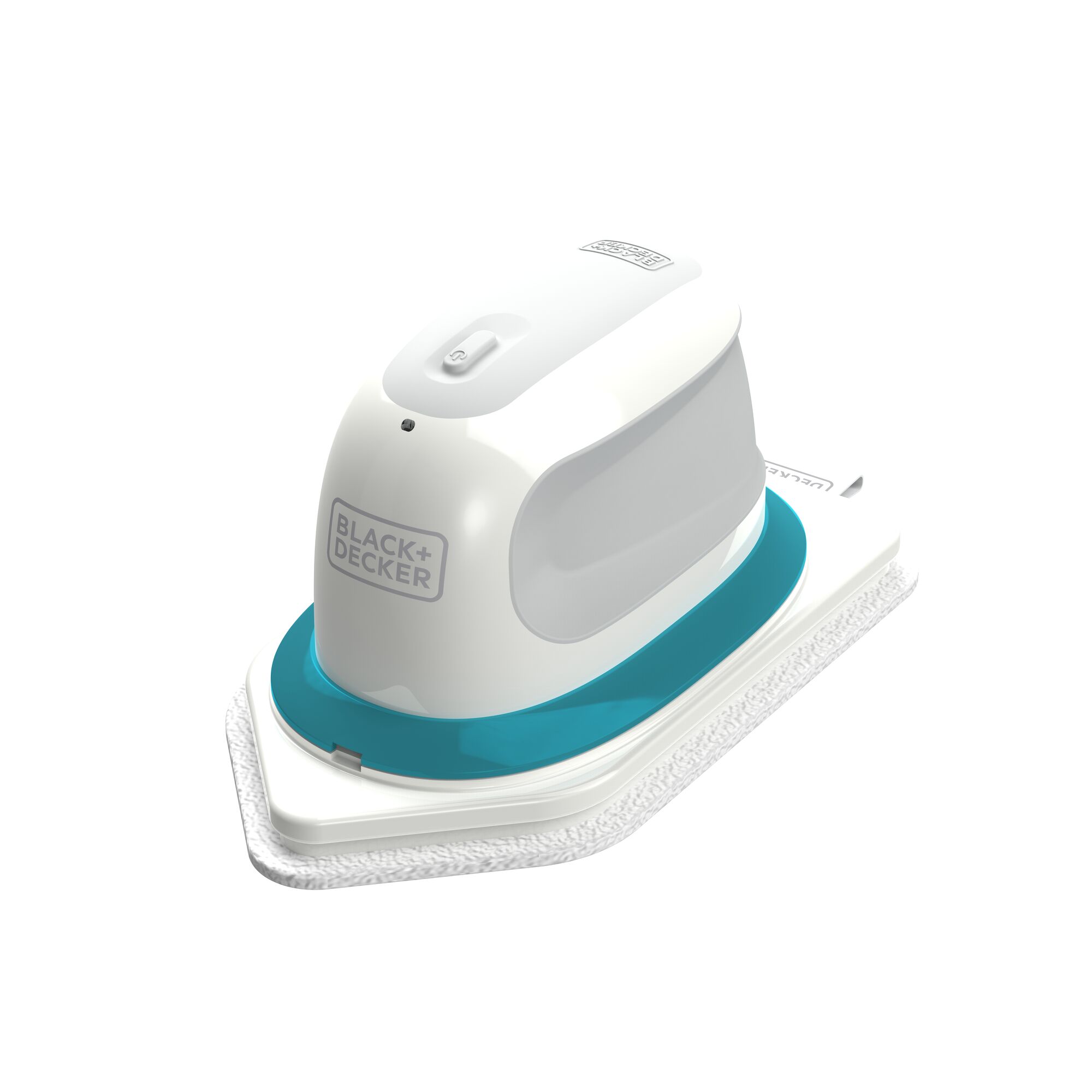 BLACK+DECKER BHPC220 handheld cleaning tool, white and teal, angled on white background.