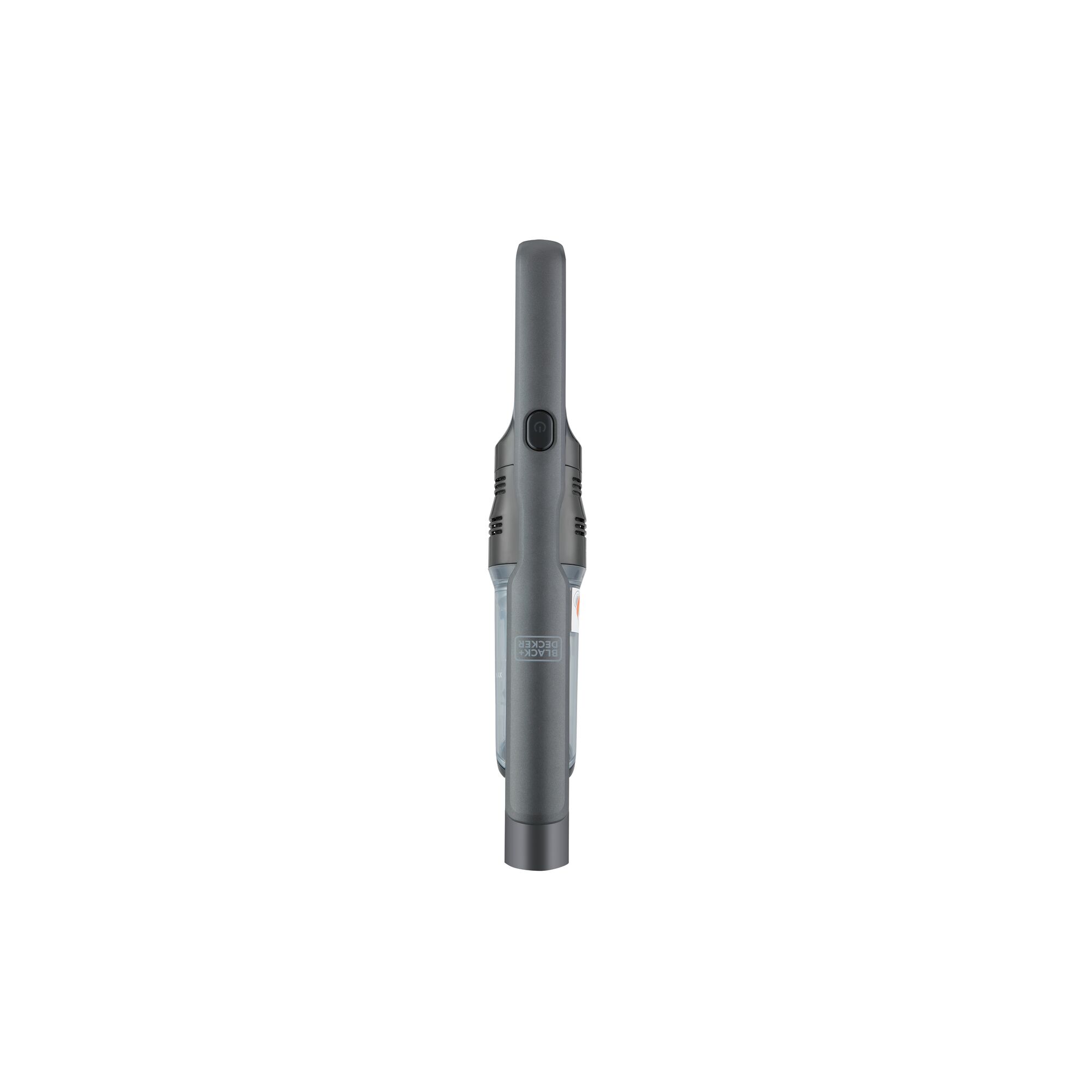 BLACKDECKER handheld vacuum DVC320B01, front angle, gray body on white background.