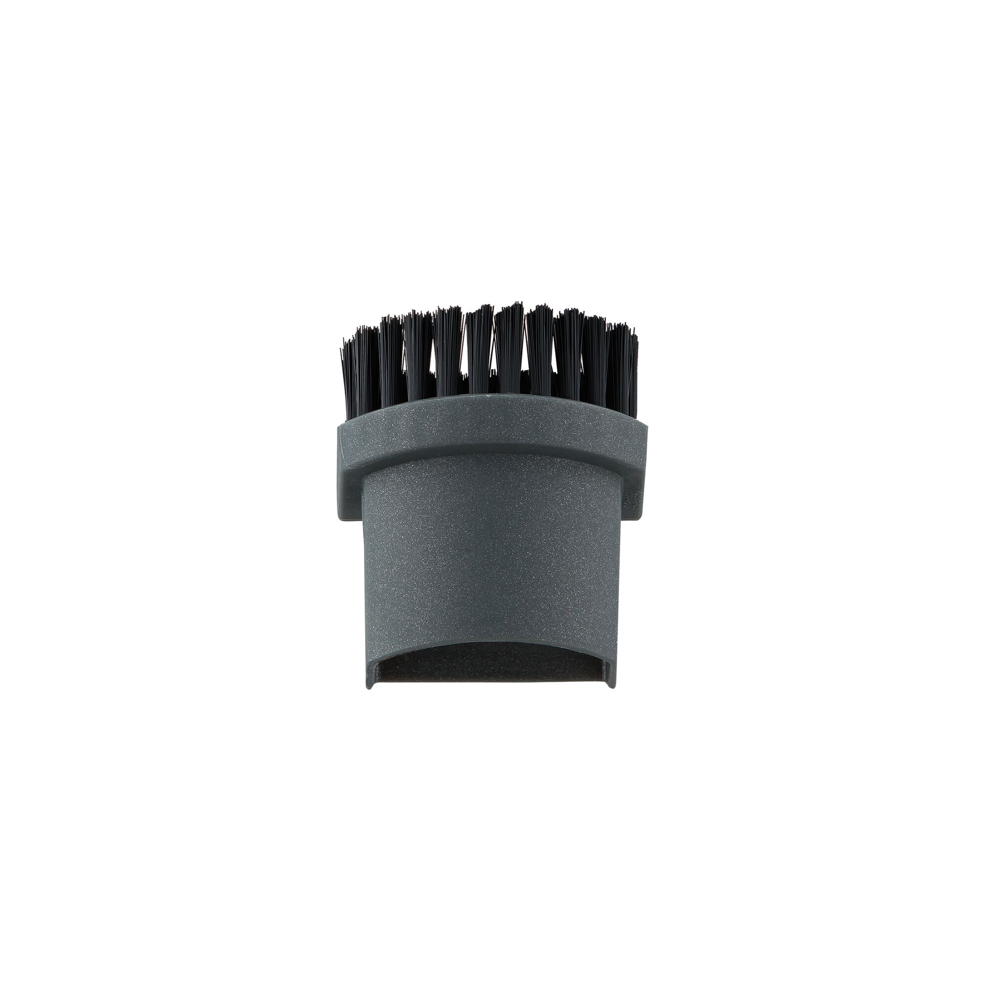 BLACKDECKER DVC320B24 round vacuum brush attachment, black plastic, front angle, photography