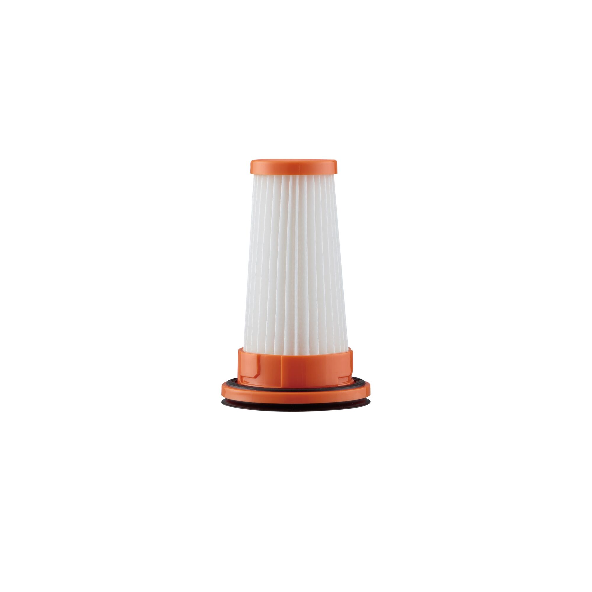BLACKDECKER DVC320B24 vacuum filter with orange base, upright front angle on white background.