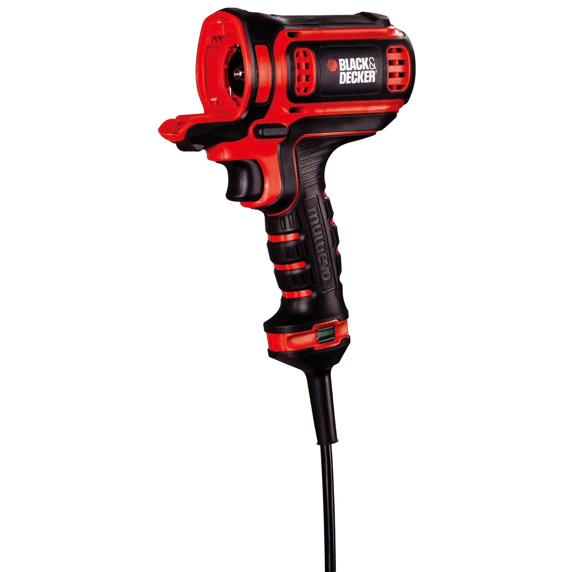 BLACKDECKER corded electric drill EAC800, black and red, side angle, photography