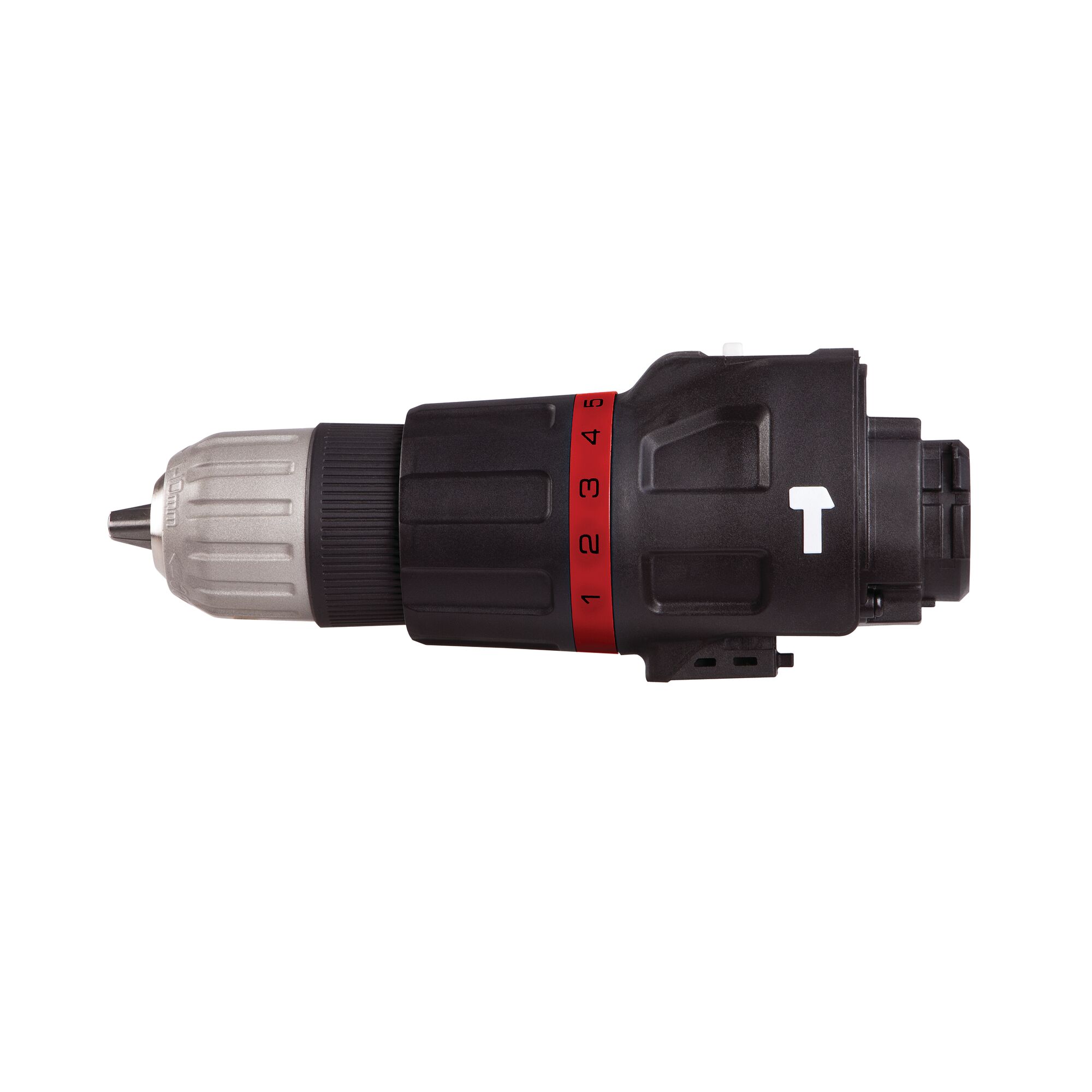 BLACKDECKER EHH183 black and silver drill attachment, side angle, red numbered ring, photography product