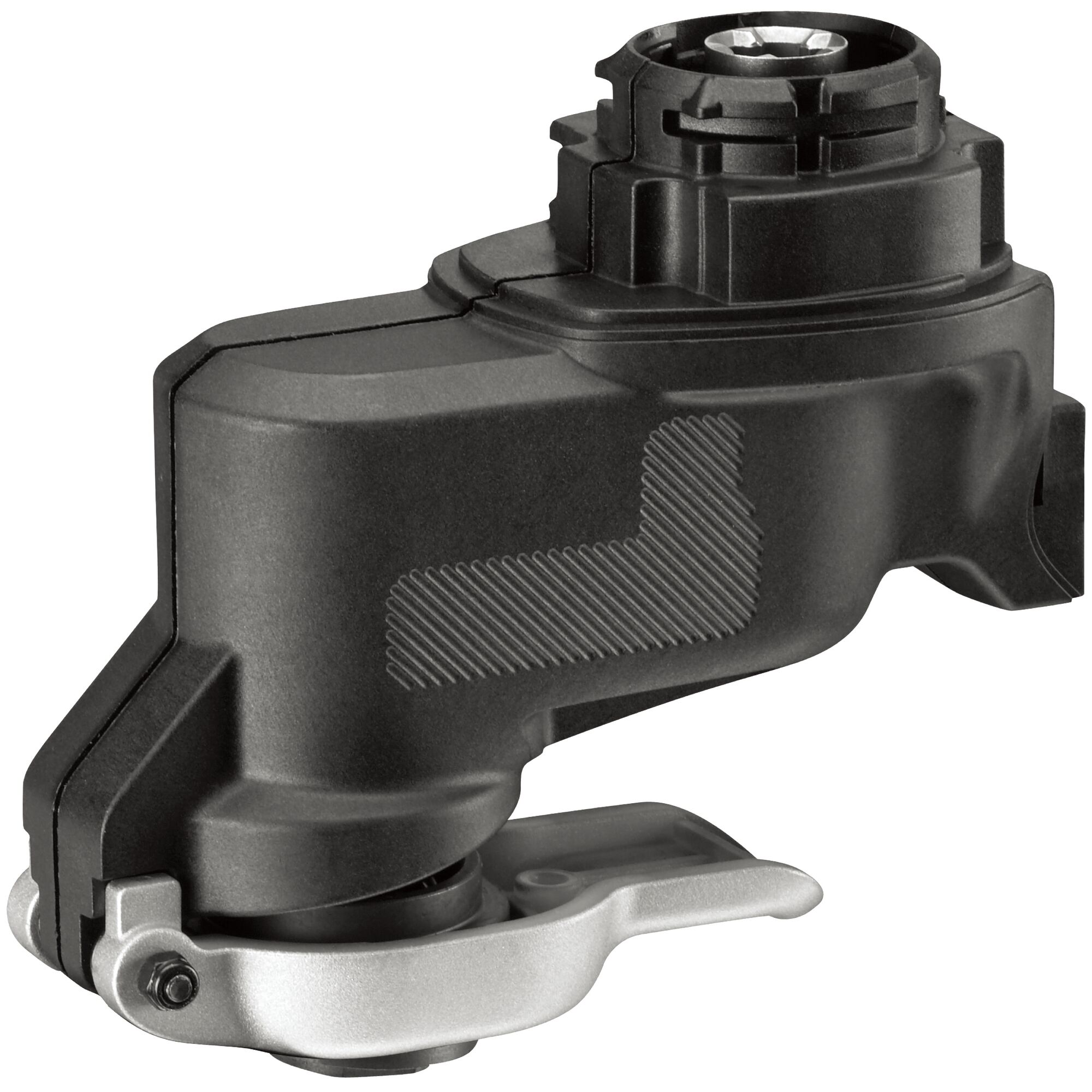 BLACKDECKER EOH183 black and silver tool accessory, side angle, white background.