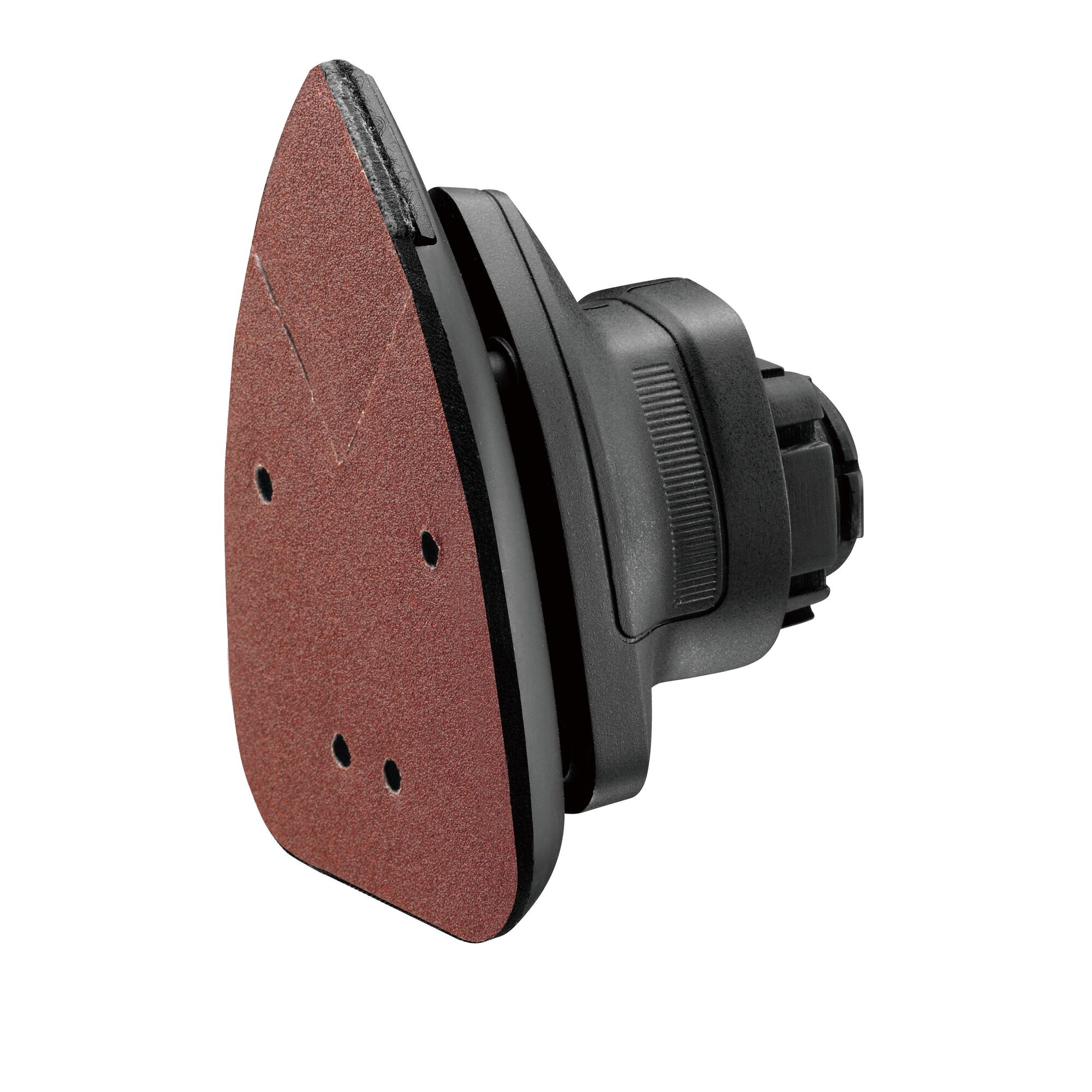 BLACKDECKER ESH183 detail sander pad, black and red, product angle on white background.