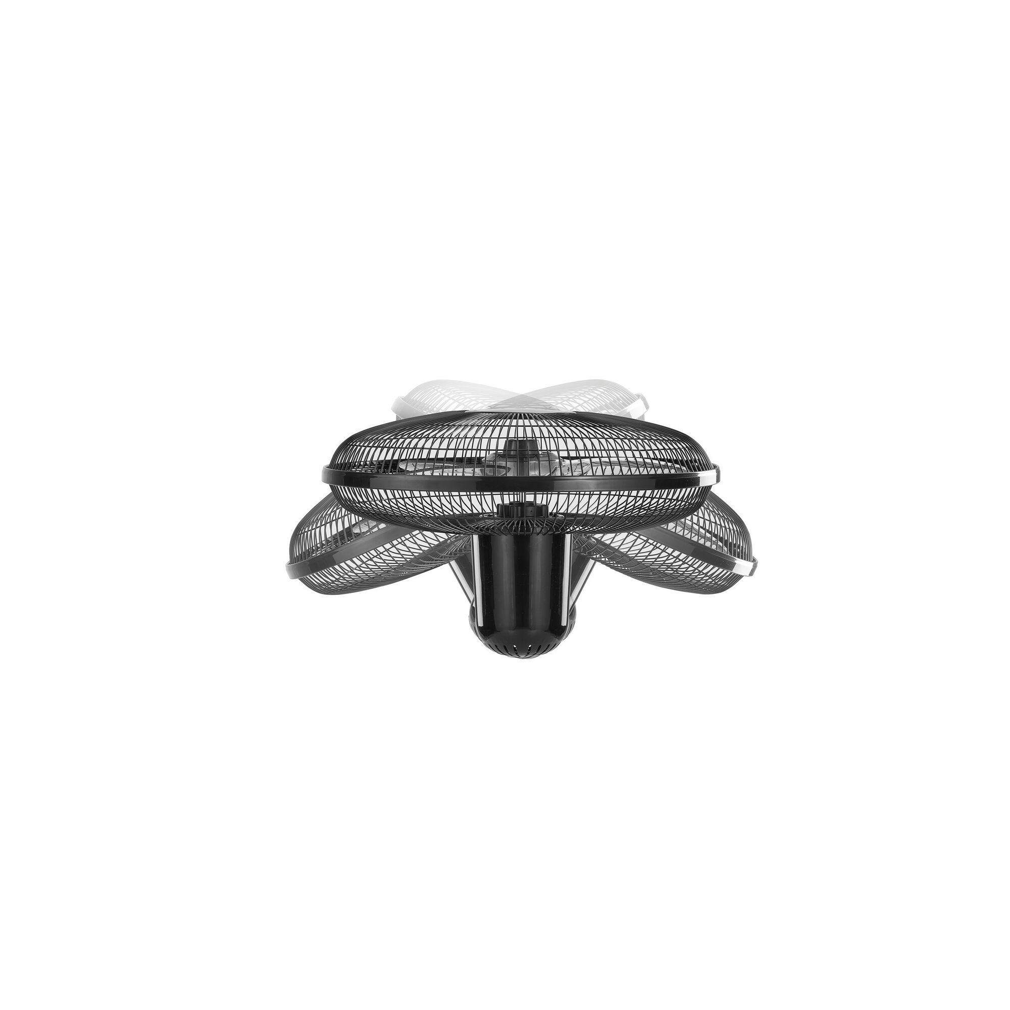BLACKDECKER FS1620 pedestal fan with adjustable head, black finish, front angle on white background.