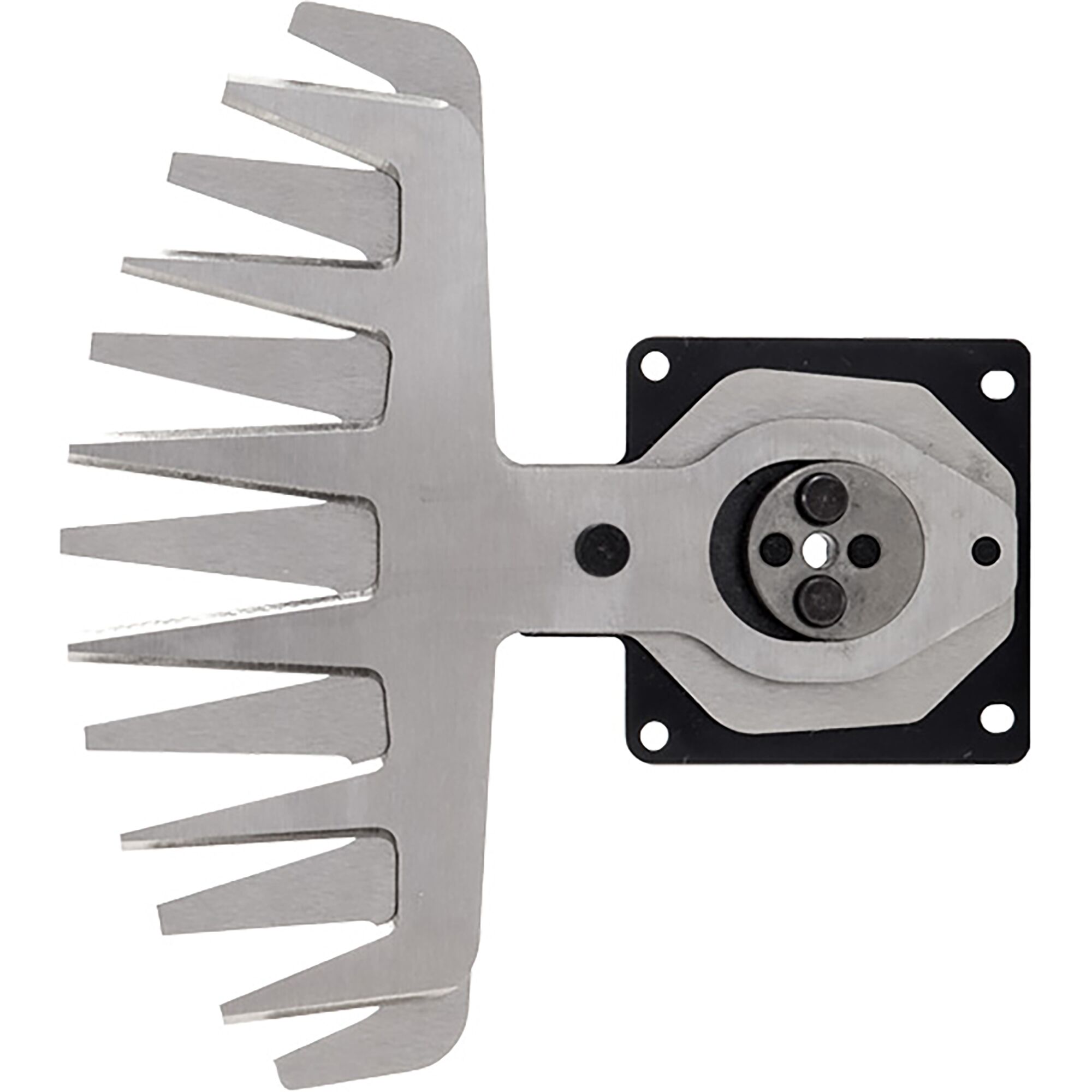 BLACKDECKER GS160S metal blade attachment for shrub trimmer, close-up on white background.