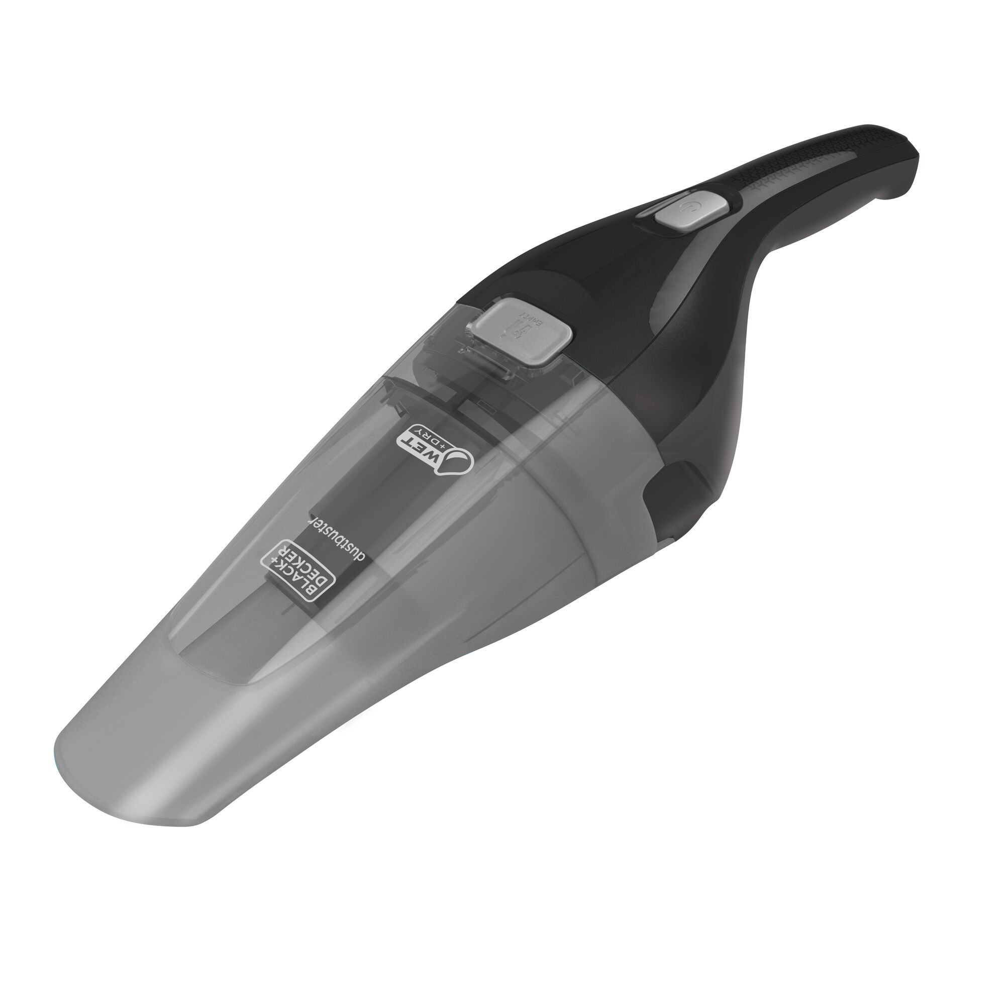BLACKDECKER handheld vacuum cleaner HNVC215WBK, black and grey, front angled view.