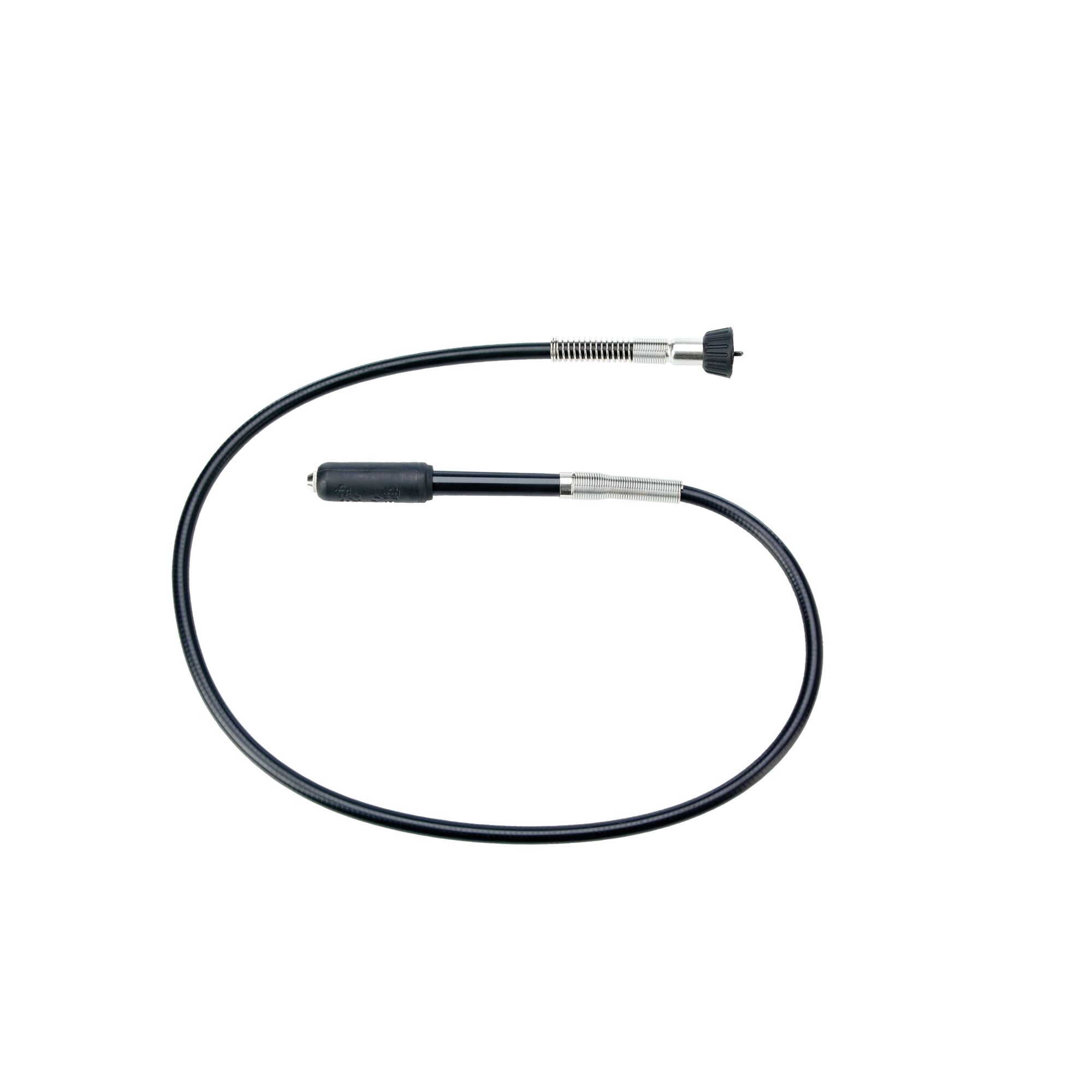 BLACKDECKER rotary tool flexible shaft accessory RT18KA, black and silver, top view on white background.