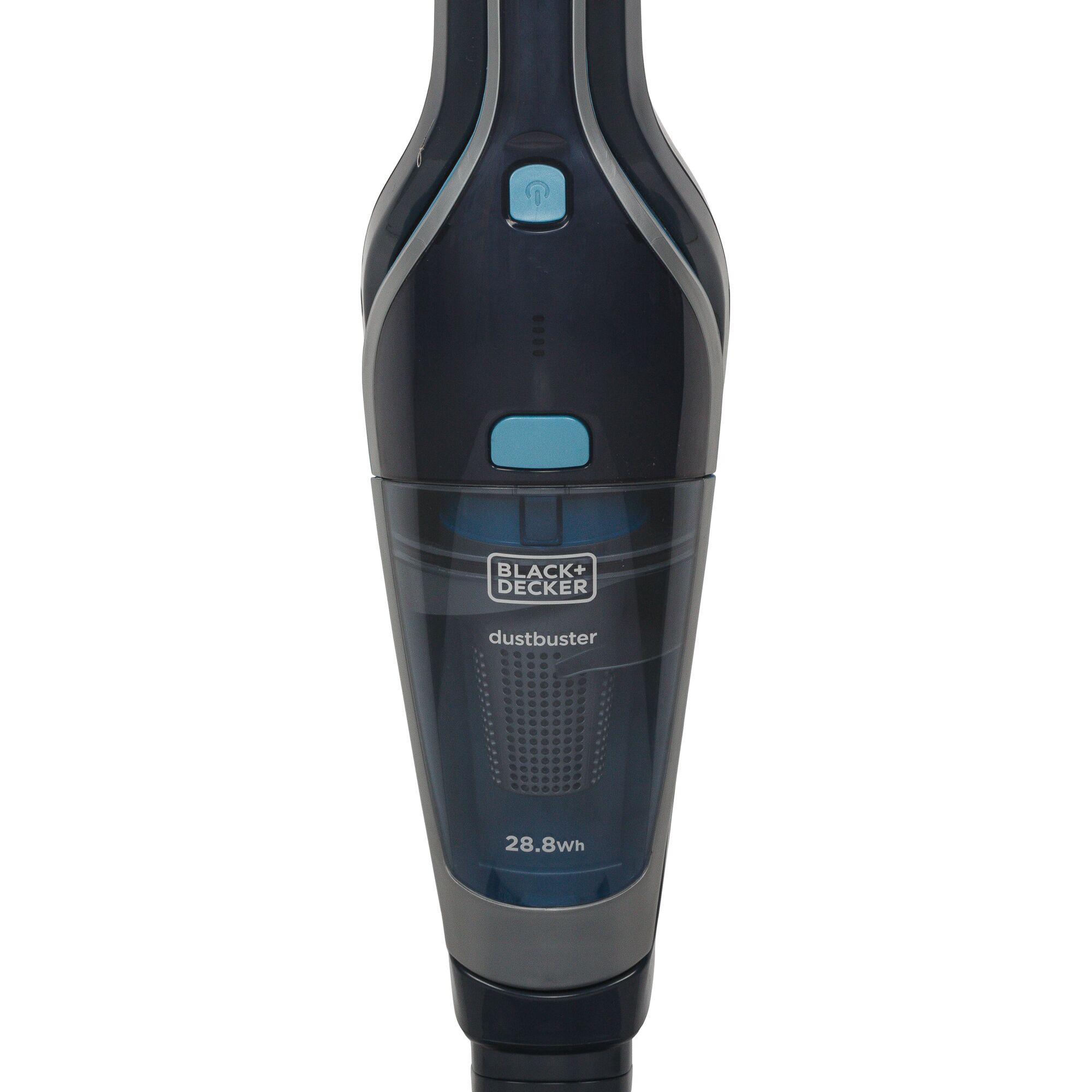 BLACK+DECKER SVA420B cordless Dustbuster vacuum cleaner front view, blue and black design, white background.