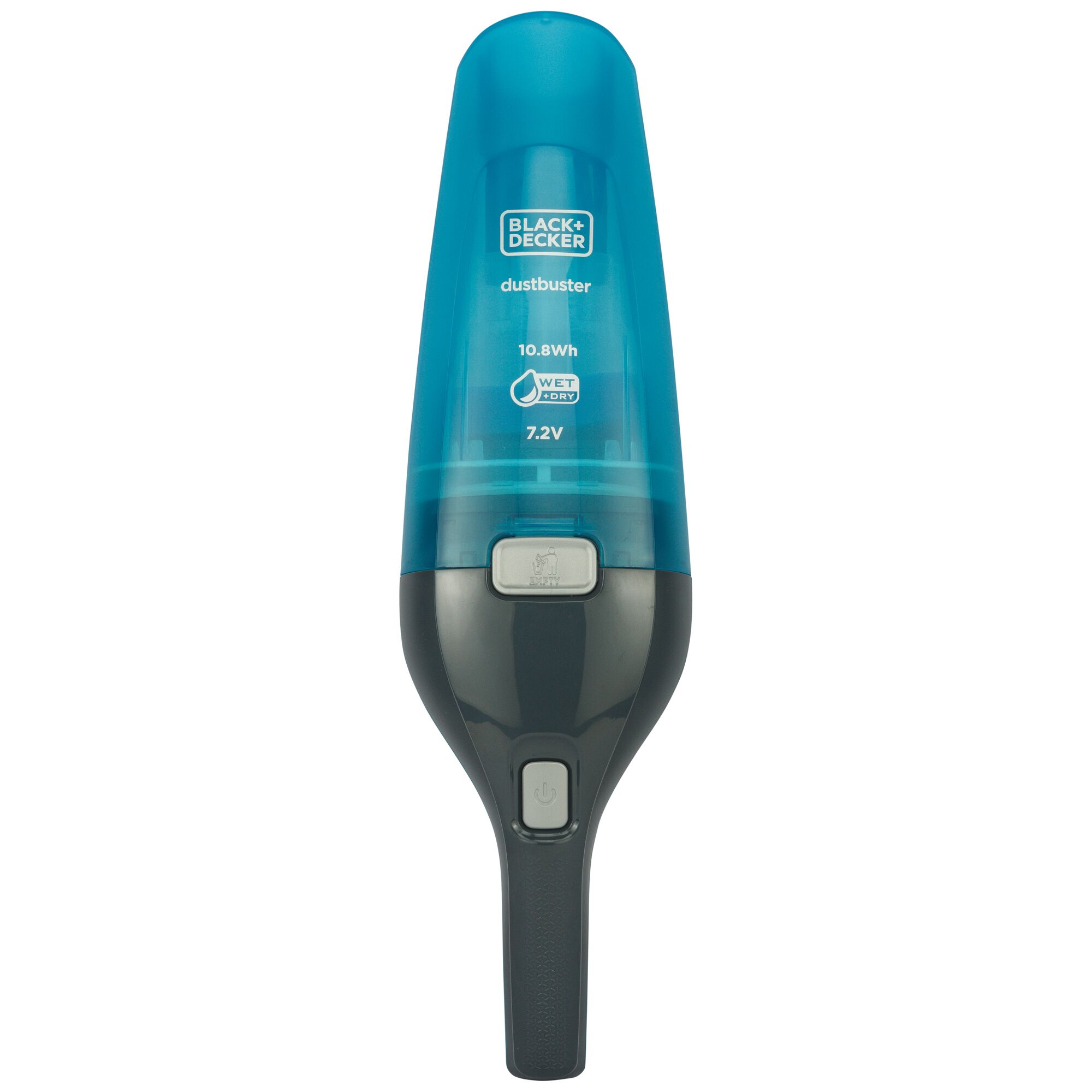 BLACK+DECKER WDC215WA handheld vacuum with blue wet/dry canister, front angle on white background.