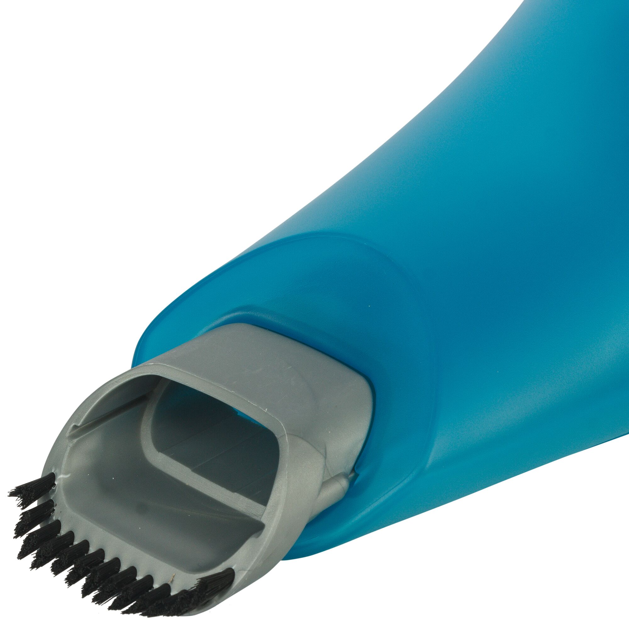 BLACKDECKER WDC215WA handheld vacuum nozzle with brush attachment, blue and gray, close-up on white background.