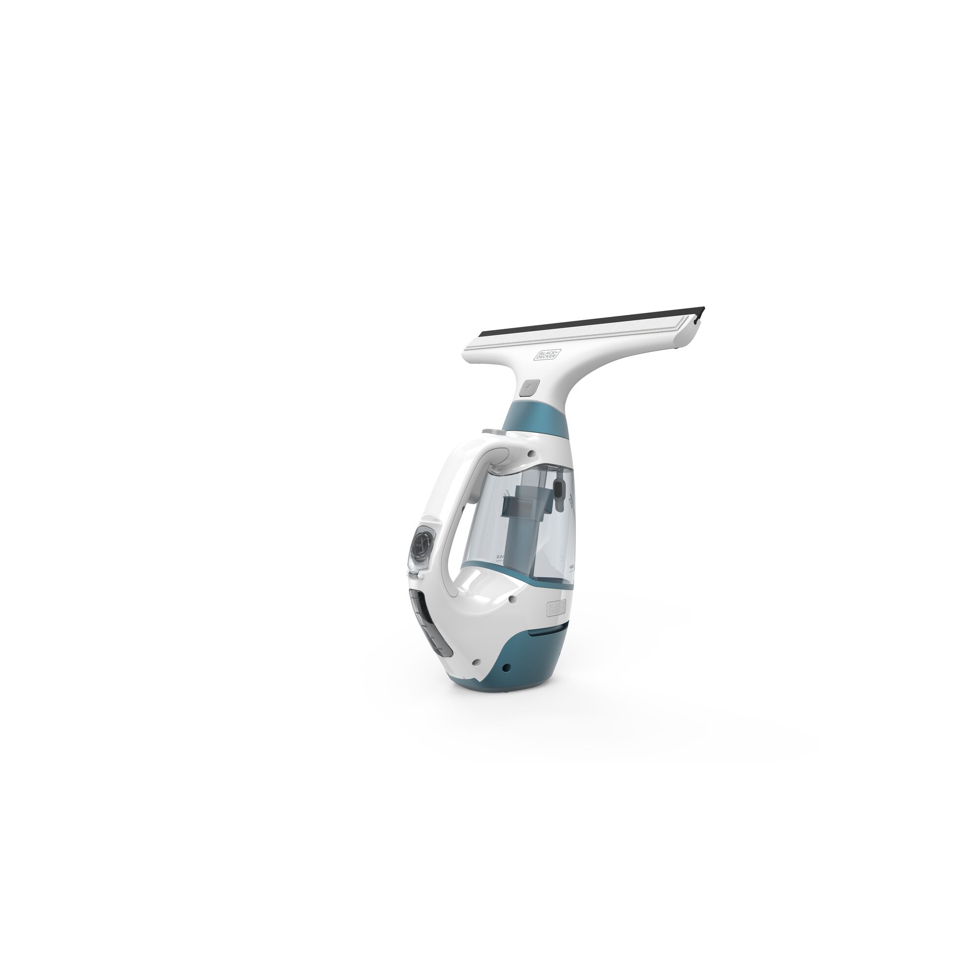 BLACKDECKER WW100 window vacuum cleaner front angle, white and blue, photography product on white background